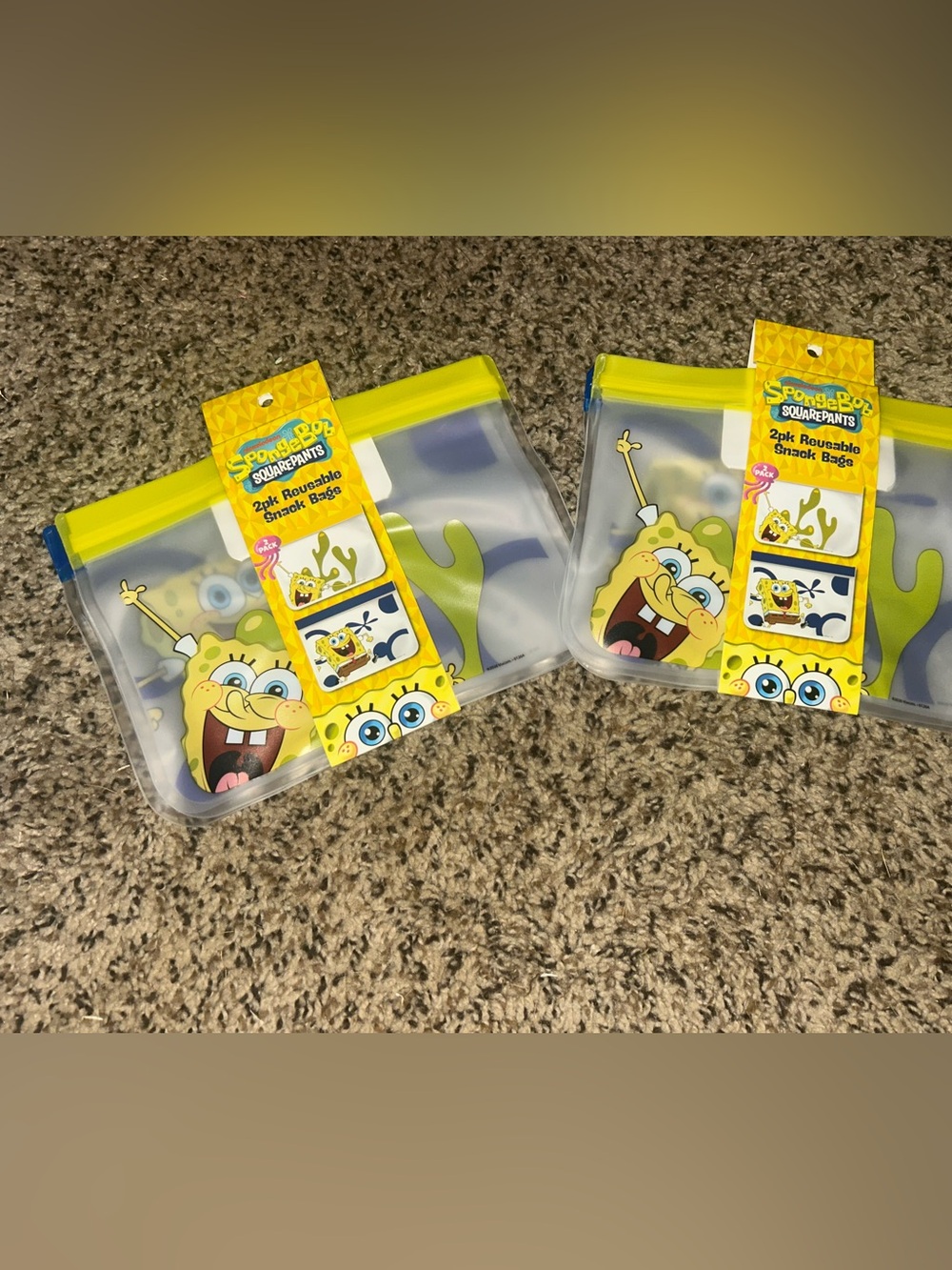 SpongeBob SquarePants Yellow Reusable Snack Bags - 4 Pack